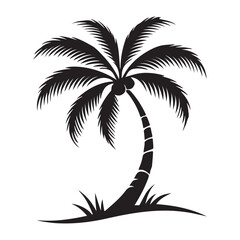 Obraz premium Coconut Palm Tree Silhouette Representing Tropical