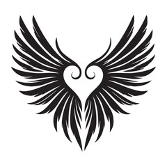 Heart Shaped Wings Silhouette Elegant Design Vector Illustration