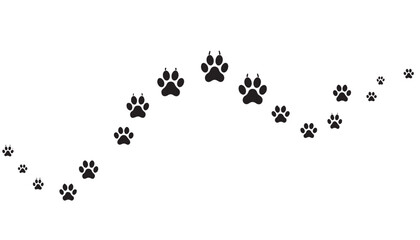 Different animal paw print vector black and white designs illustration