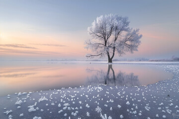 Ethereal Winter Wonderland: A Tranquil Scene of Nature's Frozen Beauty