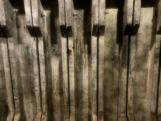 Wall in the mine with stains. Wall in the shelter.