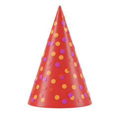 A party hat with confetti decorations. png isolated background. transparent background.