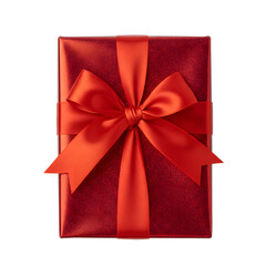 A wrapped gift box with a red bow. png isolated background. transparent background.