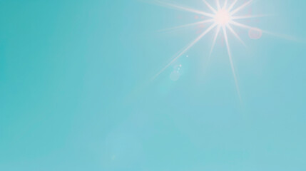 Bright Sunlight Shining Against a Clear Turquoise Sky, Ideal for Summer Themes, Vacation Vibes, and Outdoor Activities in Nature