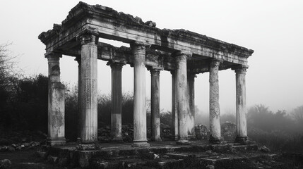 Obraz premium Broken antique pillars white ruined columns pieces