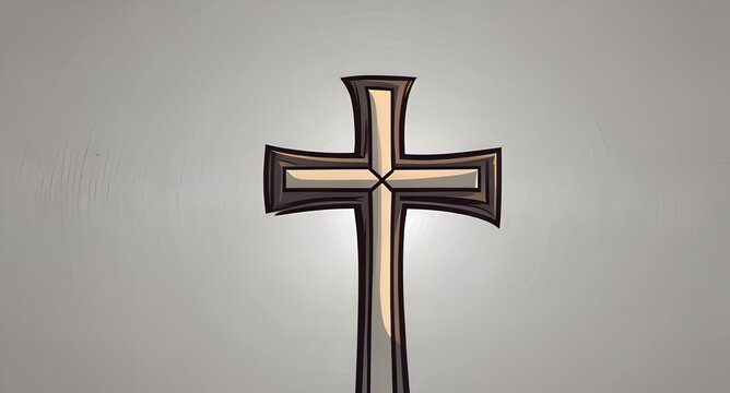christian cross black and white, scribble,grunge effect on white background, illustration