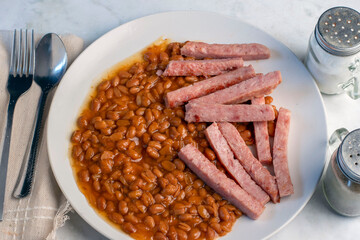 baked  beans along with  spam fries