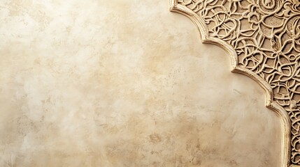 Intricate Ornate Arch Detail on Beige Wall