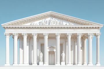 Obraz premium Historic white marble building with grand columns and pediment located in a sunny environment