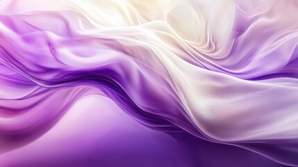 Abstract fluid waves, ethereal purple and white gradients, smoky textures, flowing energy, cosmic nebula, silk-like ripples, dream-like atmosphere, soft focus, mystical aura, violet hues, wispy curves