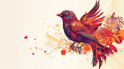 Obraz premium Template of brochure with stylized decorative ornamental twitter bird