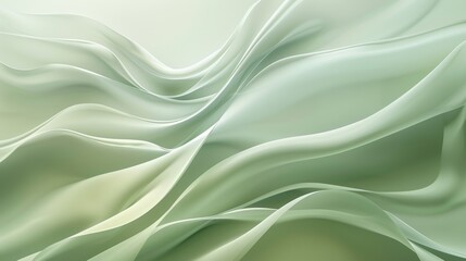 Obraz premium Flowing smoothly, light green wallpaper creates an elegant and modern design, featuring soft waves and a delicate, textured backdrop
