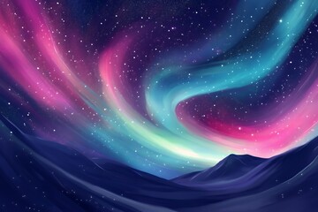 Aurora Borealis Dancing Over Silhouetted Mountains