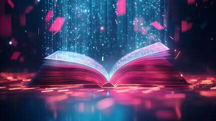 Opened book vector in abstract futuristic style