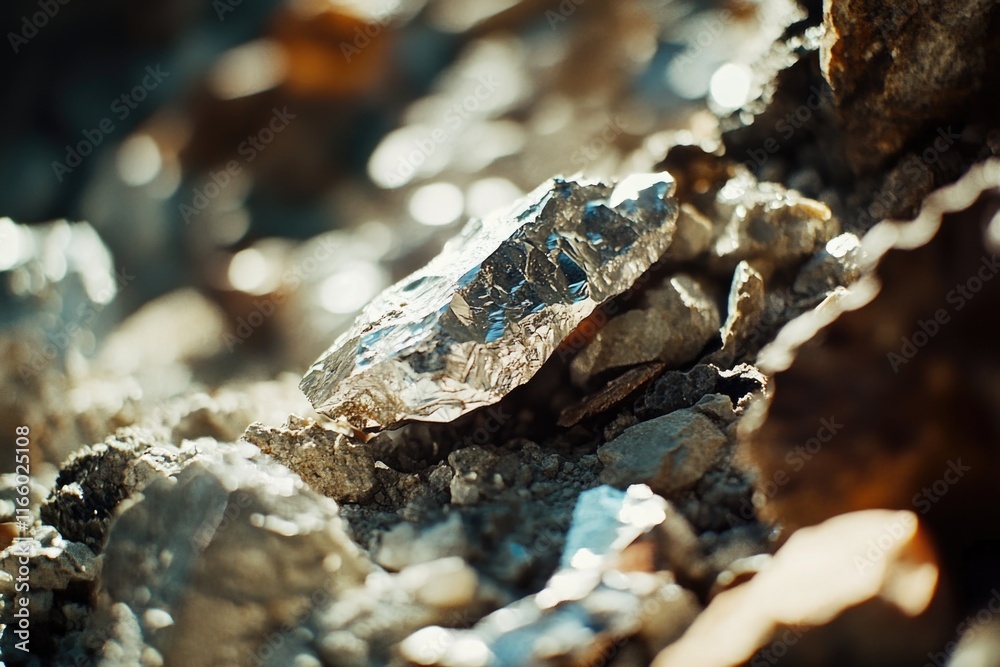 Poster a close-up shot of a rock with a piece of tin foil wrapped around it