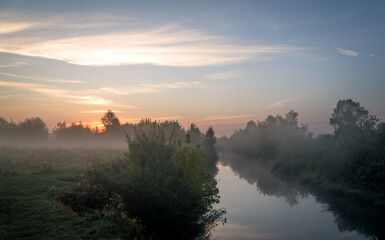 summer dawn in the river