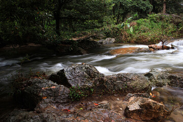 Khlong Lan Waterfall, lush green forest, complete forest area in Khlong Lan National Park