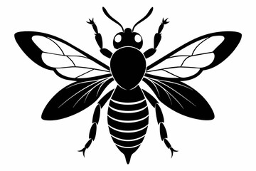 A bee with a black face and wings. Bee logo silhouette vector illustration

