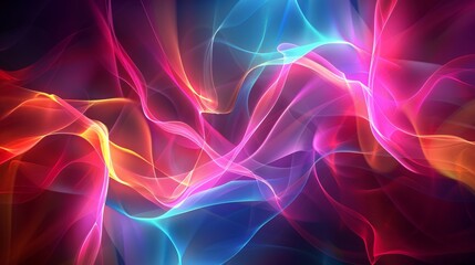 Obraz premium Abstract colorful waves creating a vibrant and dynamic digital art background, perfect for wallpapers and modern design projects