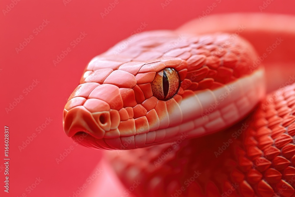 Poster close-up of a red snake's head with details and textures