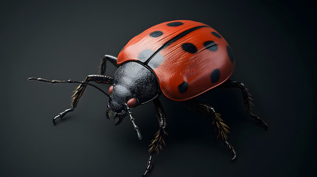 A detailed 3D rendering of a ladybug.