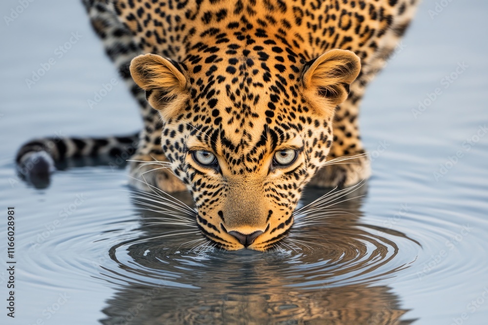 Aufkleber A close-up of a leopard drinking water from a source