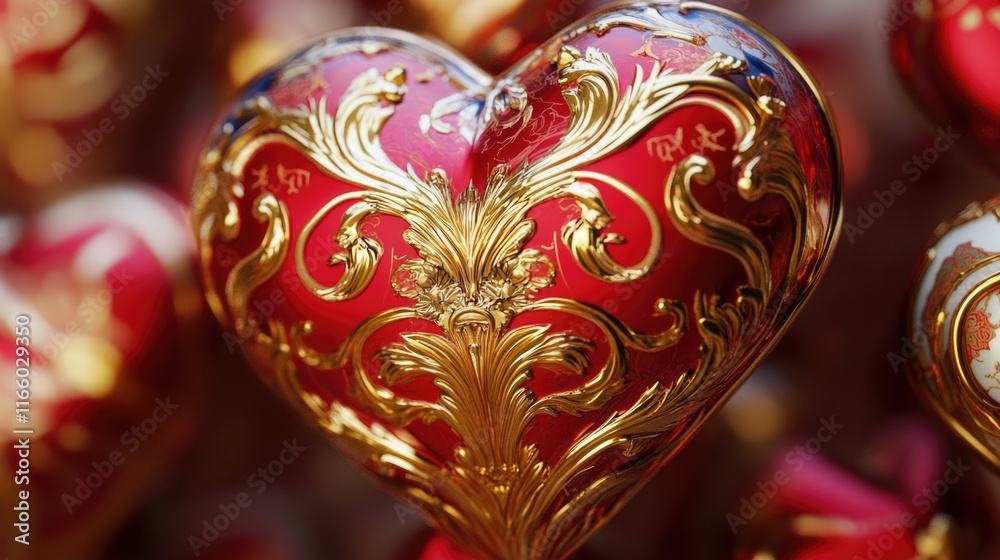 Poster a close-up view of a heart-shaped ornament, ideal for use in romantic and sentimental contexts
