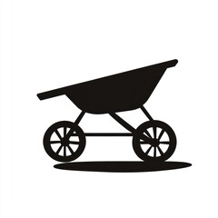 Black Silhouette Of A Wheelbarrow On White Background