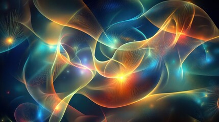 Obraz premium A vibrant abstract composition of swirling colors and light, evoking a sense of movement.