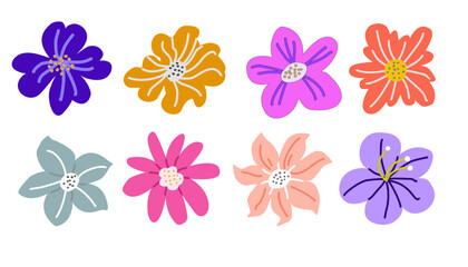 set of colorful flowers for pattern , flat organic flower element set