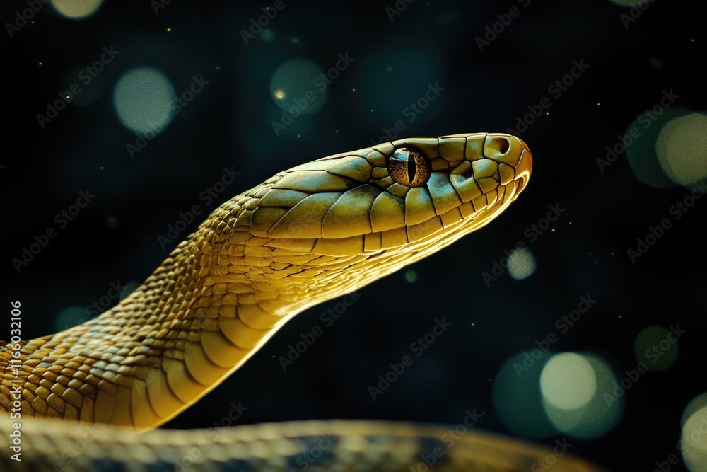 Poster close-up of a snake on a dark background
