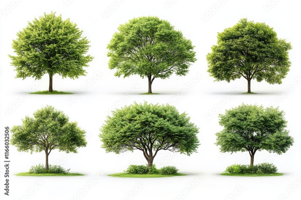 Aufkleber image of four different tree species on the same landscape