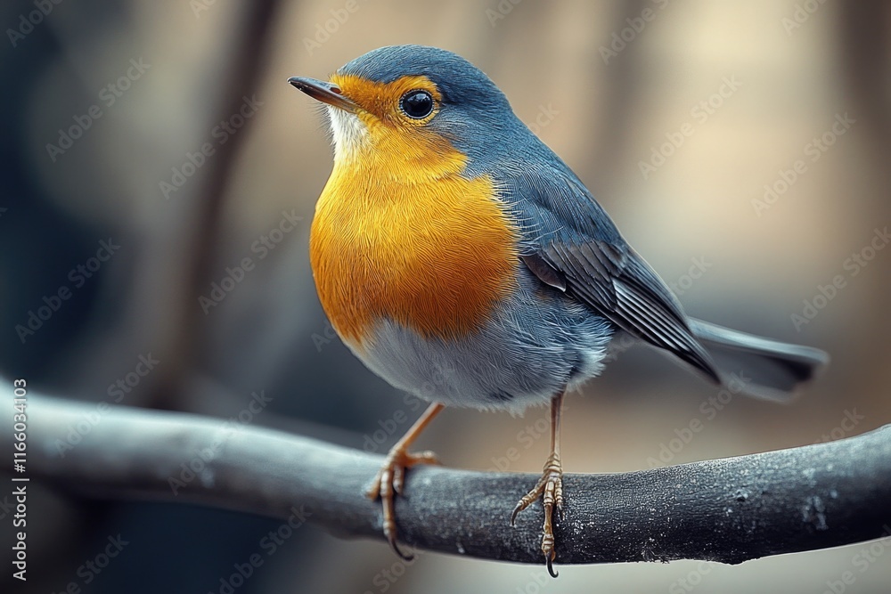 Poster a small bird perched on a branch of a tree, looking around