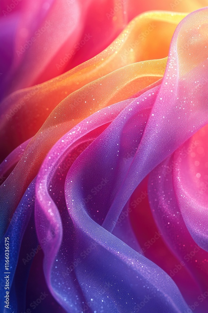 Poster a detailed shot of vibrant textile with intricate patterns and colors