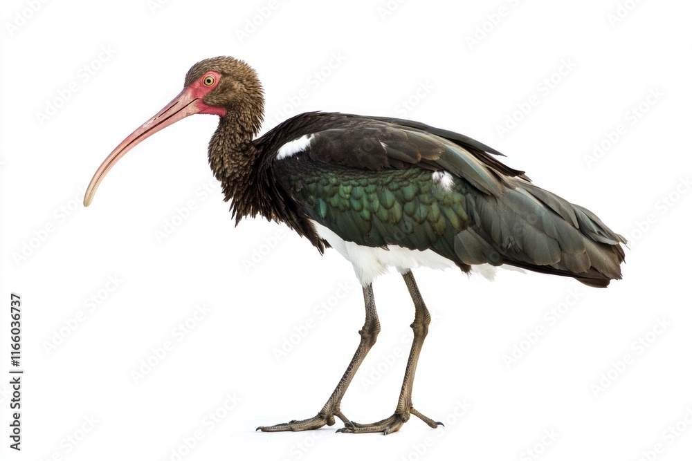 Poster a black and white bird with a distinctive long beak, suitable for use in illustrations about birds o
