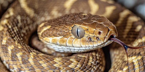 Fototapeta premium A close-up view of a snake's tongue out, often used in educational or scientific contexts
