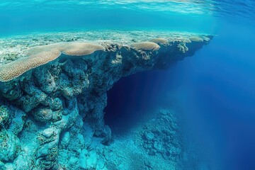 Underwater scene of coral reef, colorful fish and marine life
