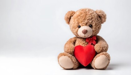 teddy bear with heart isolated on white background