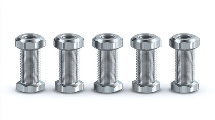 Set of six metal screws. EPS10 vector.