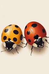 Obraz premium Two ladybugs perched on top of each other, a cute and playful insect duo