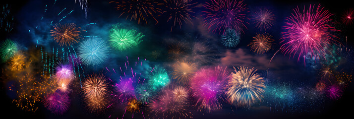 Spectacular Firework Display Ignites The Midnight Sky In Brilliant Colors: A Joyous Celebration Of The Night