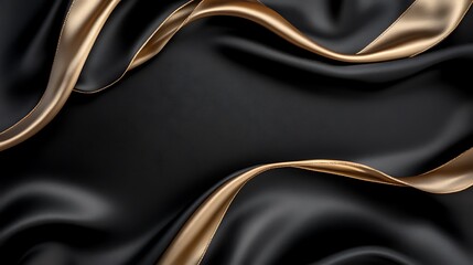 Black and gold satin fabric elegantly draped