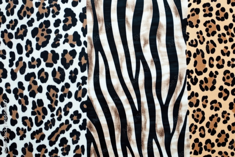 Poster detailed view of various animal pattern fabrics
