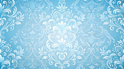 Fototapeta premium Elegant light blue damask pattern.