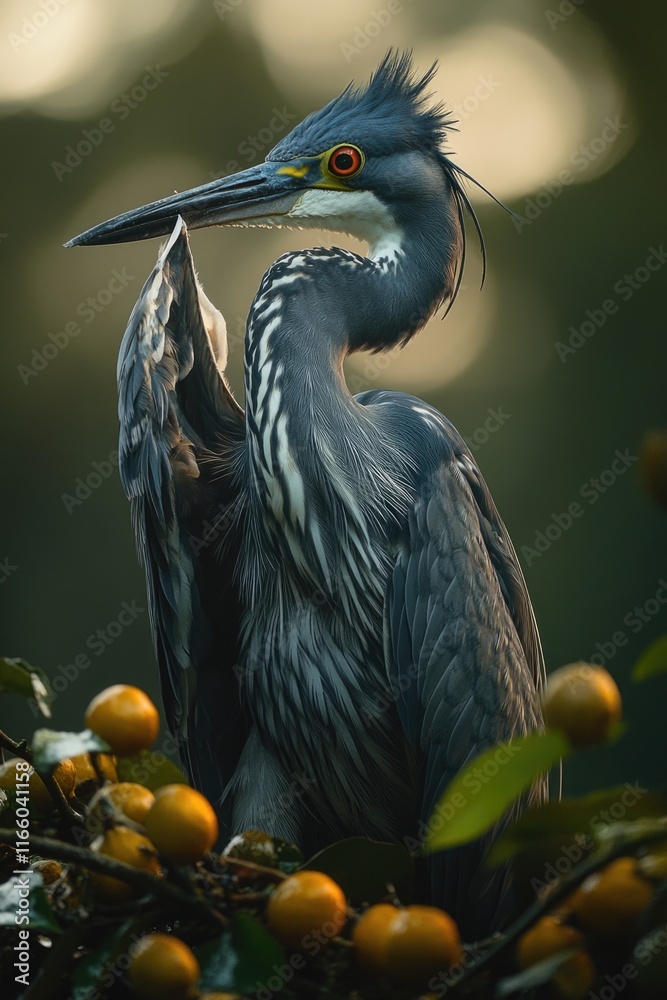 Poster A close-up view of a bird sitting on a tree branch