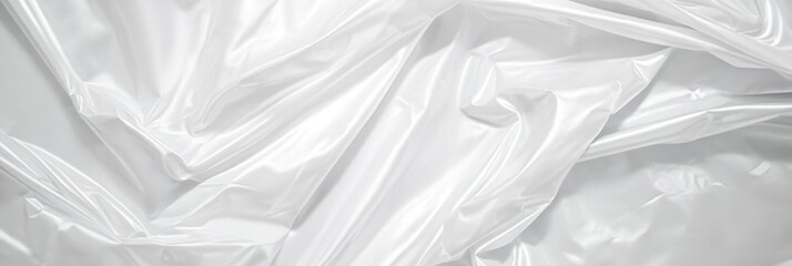 Obraz premium Abstract, flowing fabric, white silk, smooth texture, soft folds, shimmering surface, gentle curves, minimalist composition, monochromatic, high contrast, ethereal, elegant drapery, subtle shadows, pu
