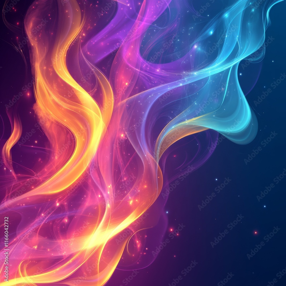 Aufkleber a mesmerizing abstract artwork featuring swirling waves of vibrant colors, illuminated by sparkling 