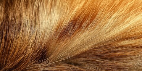 Naklejka premium Animal fur texture, extreme close-up, warm brown tones, soft hair strands, organic pattern, natural background, macro photography, silky texture, mammal skin, rich earthy colors, fine details, abstrac