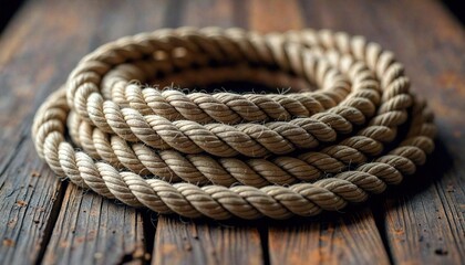 Obraz premium Coiled Jump Rope on Wooden Surface