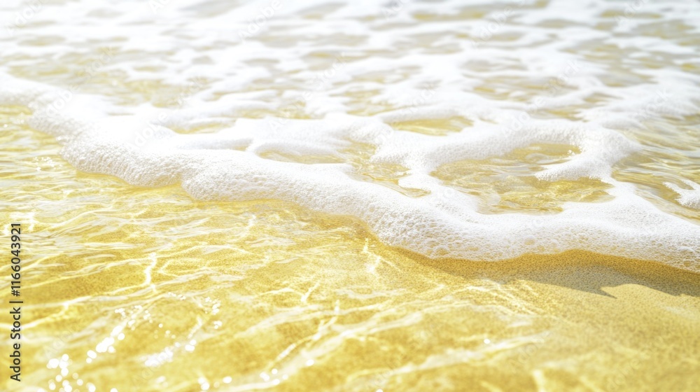 Poster a close-up view of a wave on a beach, ideal for use in travel or outdoor-themed projects